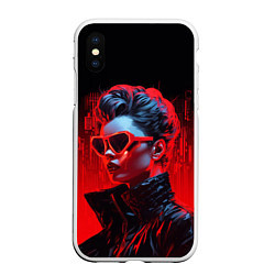 Чехол iPhone XS Max матовый Cyberpunk girl, цвет: 3D-белый