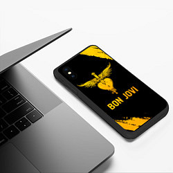 Чехол iPhone XS Max матовый Bon Jovi - gold gradient, цвет: 3D-черный — фото 2