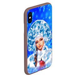 Чехол iPhone XS Max матовый Красивая русская снегурочка, цвет: 3D-коричневый — фото 2