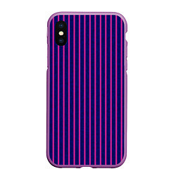 Чехол iPhone XS Max матовый Фиолетовый полосатый, цвет: 3D-фиолетовый