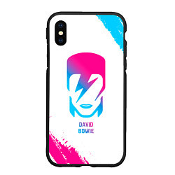 Чехол iPhone XS Max матовый David Bowie neon gradient style