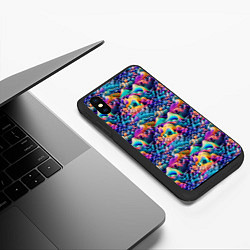 Чехол iPhone XS Max матовый Разноцветные причудливые волны, цвет: 3D-черный — фото 2