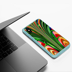 Чехол iPhone XS Max матовый Травянистый дизайн с оранжевым, цвет: 3D-мятный — фото 2