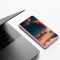 Чехол iPhone XS Max матовый Планета в далеком космосе, цвет: 3D-сиреневый — фото 2