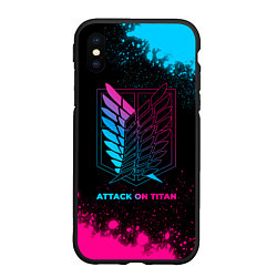 Чехол iPhone XS Max матовый Attack on Titan - neon gradient, цвет: 3D-черный