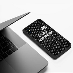 Чехол iPhone XS Max матовый Asking Alexandria glitch на темном фоне: символ св, цвет: 3D-черный — фото 2