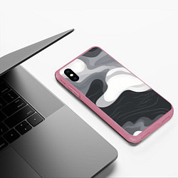 Чехол iPhone XS Max матовый Волны монохрома, цвет: 3D-малиновый — фото 2