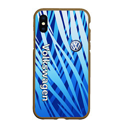 Чехол iPhone XS Max матовый Volkswagen - синий камуфляж, цвет: 3D-коричневый