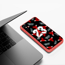 Чехол iPhone XS Max матовый Basketball jordan logo, цвет: 3D-красный — фото 2