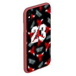 Чехол iPhone XS Max матовый Basketball jordan logo, цвет: 3D-красный — фото 2