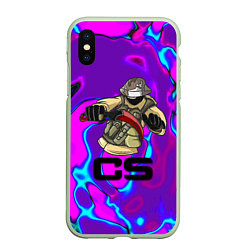 Чехол iPhone XS Max матовый Cs go neon skin, цвет: 3D-салатовый