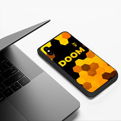 Чехол iPhone XS Max матовый Doom - gold gradient: символ сверху, цвет: 3D-черный — фото 2