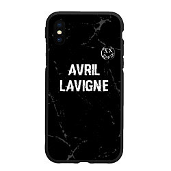 Чехол iPhone XS Max матовый Avril Lavigne glitch на темном фоне: символ сверху