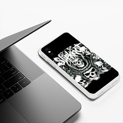 Чехол iPhone XS Max матовый Slipknot и черепушки, цвет: 3D-белый — фото 2