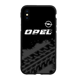 Чехол iPhone XS Max матовый Opel speed на темном фоне со следами шин: символ с