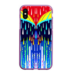 Чехол iPhone XS Max матовый Два зонтика под дождём - нейросеть, цвет: 3D-фиолетовый