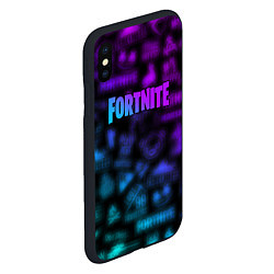 Чехол iPhone XS Max матовый Неоновые логотипы Fortnite, цвет: 3D-черный — фото 2