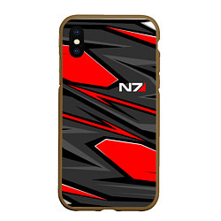 Чехол iPhone XS Max матовый Mass Effect - черно-белый, цвет: 3D-коричневый