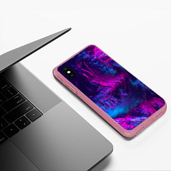 Чехол iPhone XS Max матовый Неоновая абстракция синий и розовый, цвет: 3D-малиновый — фото 2