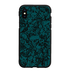Чехол iPhone XS Max матовый Текстура каменная тёмно-зелёный, цвет: 3D-черный