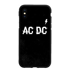 Чехол iPhone XS Max матовый AC DC glitch на темном фоне: символ сверху, цвет: 3D-черный