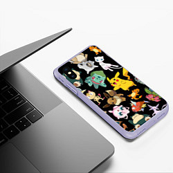 Чехол iPhone XS Max матовый Пикачу и другие покемоны, цвет: 3D-светло-сиреневый — фото 2