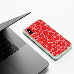 Чехол iPhone XS Max матовый Сердечки любви, цвет: 3D-салатовый — фото 2