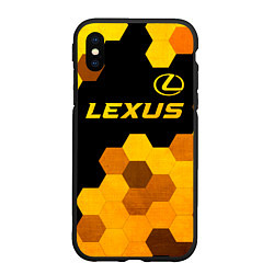 Чехол iPhone XS Max матовый Lexus - gold gradient: символ сверху