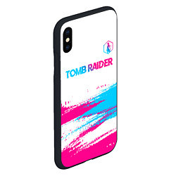 Чехол iPhone XS Max матовый Tomb Raider neon gradient style посередине, цвет: 3D-черный — фото 2