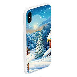 Чехол iPhone XS Max матовый Зимний домик и елка, цвет: 3D-белый — фото 2