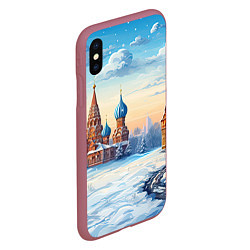 Чехол iPhone XS Max матовый Российская зима, цвет: 3D-малиновый — фото 2