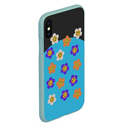Чехол iPhone XS Max матовый Ромашковое поле улыбок, цвет: 3D-мятный — фото 2
