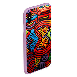 Чехол iPhone XS Max матовый Разноцветный узор в стиле абстракционизм, цвет: 3D-сиреневый — фото 2