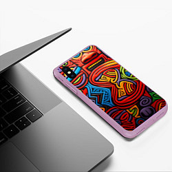 Чехол iPhone XS Max матовый Разноцветный узор в стиле абстракционизм, цвет: 3D-сиреневый — фото 2