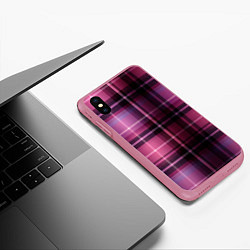 Чехол iPhone XS Max матовый Фиолетовая шотландская клетка, цвет: 3D-малиновый — фото 2
