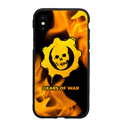 Чехол iPhone XS Max матовый Gears of War - gold gradient