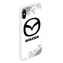 Чехол iPhone XS Max матовый Mazda speed на светлом фоне со следами шин, цвет: 3D-белый — фото 2
