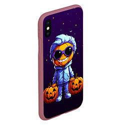 Чехол iPhone XS Max матовый Happy pumpkin, цвет: 3D-малиновый — фото 2