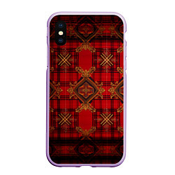 Чехол iPhone XS Max матовый Красная шотландская клетка royal stewart, цвет: 3D-сиреневый