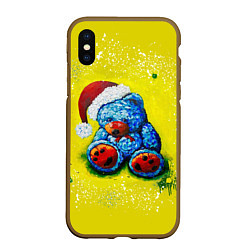 Чехол iPhone XS Max матовый Плюшевый синий Санта, цвет: 3D-коричневый