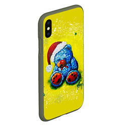 Чехол iPhone XS Max матовый Плюшевый синий Санта, цвет: 3D-темно-зеленый — фото 2