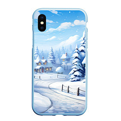 Чехол iPhone XS Max матовый Снежный зимний фон, цвет: 3D-голубой