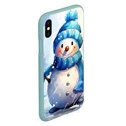 Чехол iPhone XS Max матовый Большой снеговик, цвет: 3D-мятный — фото 2