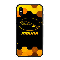 Чехол iPhone XS Max матовый Jaguar - gold gradient