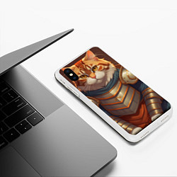 Чехол iPhone XS Max матовый Кот рыцарь от ai, цвет: 3D-белый — фото 2