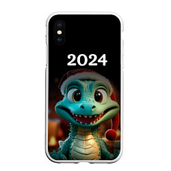 Чехол iPhone XS Max матовый Дракон символ года 2024, цвет: 3D-белый