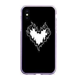 Чехол iPhone XS Max матовый Burning heart, цвет: 3D-светло-сиреневый