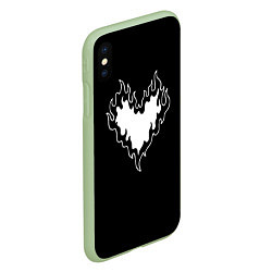 Чехол iPhone XS Max матовый Burning heart, цвет: 3D-салатовый — фото 2