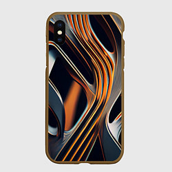 Чехол iPhone XS Max матовый Слияние красок оранжевого и чёрного абстракция, цвет: 3D-коричневый