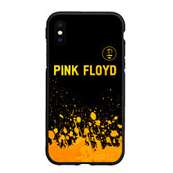 Чехол iPhone XS Max матовый Pink Floyd - gold gradient посередине
